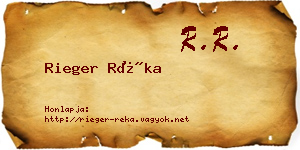 Rieger Réka névjegykártya
